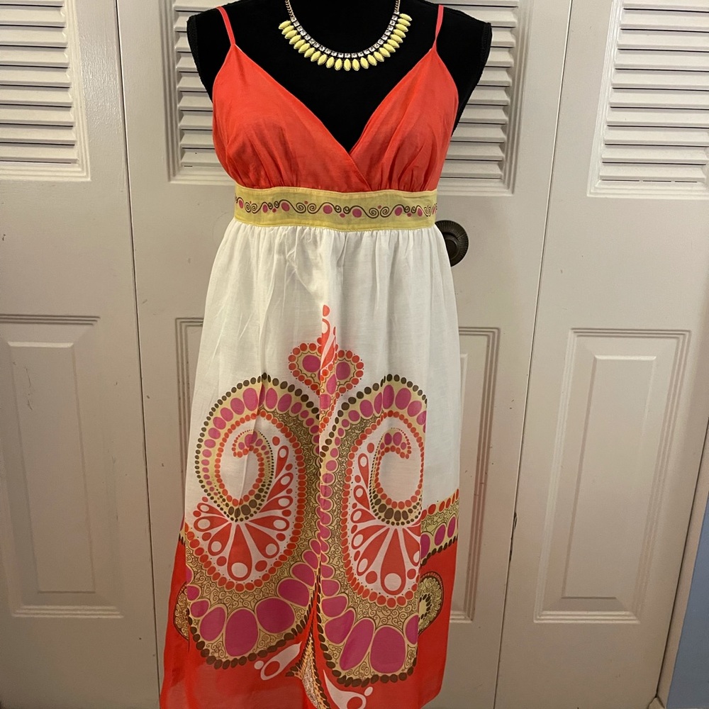Studio M gorgeous coral, tie-back dress.